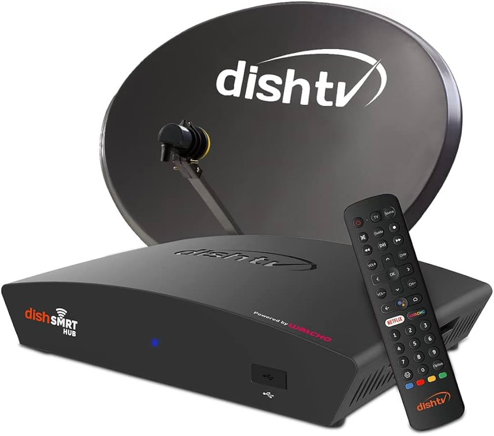 DishTV SMRT Hub Set-Top Box, Dish Antenna & Remote